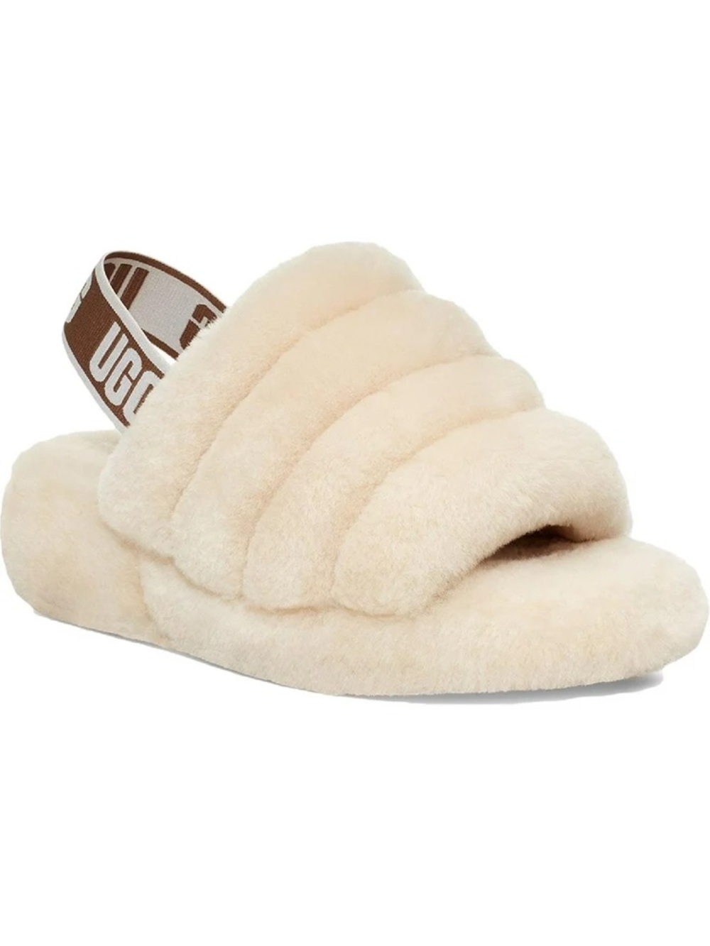 Ugg Slingback Slippers Size 8 NEW Cream Fluff Yeah Cozy Shearling Indoor Outdoor